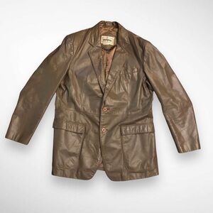 Vintage 80’s Campus Brown Leather Coat Blazer Jacket